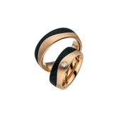 Gold/Carbon Trauringe mit 1 Brillant - Gratis Gravur - 1225-1226